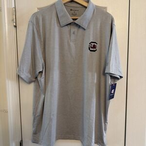 NWT South Carolina Gamecocks Champion Short Sleeve Golf Polo Shirt Men's XL Gray